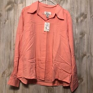 NWT CJ Banks Button Down Shirt Roll Sleeve Sz 16 W